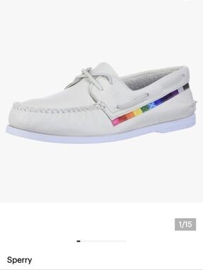 Sperry White Rainbow Boat Shoes, Exclusive Pride Edition unisex 10.5 M 12 W NIB